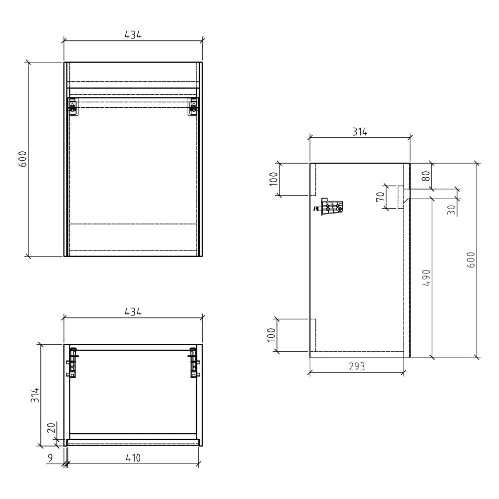 Odion Concrete Wall Hung Cloakroom Vanity Unit with Resin Basin 440mm