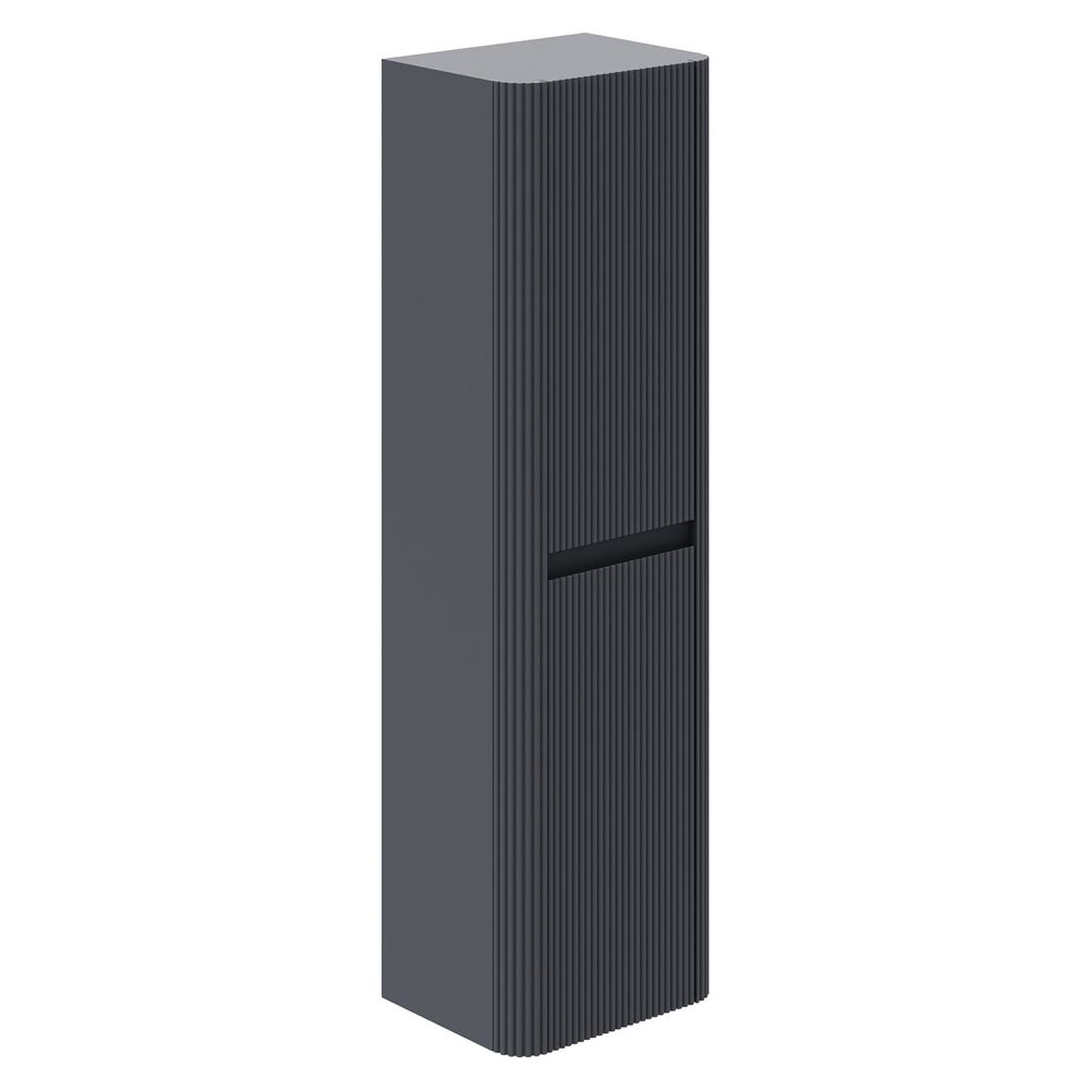 Wish Ribbed Charcoal Wall Hung Tall Storage Cabinet