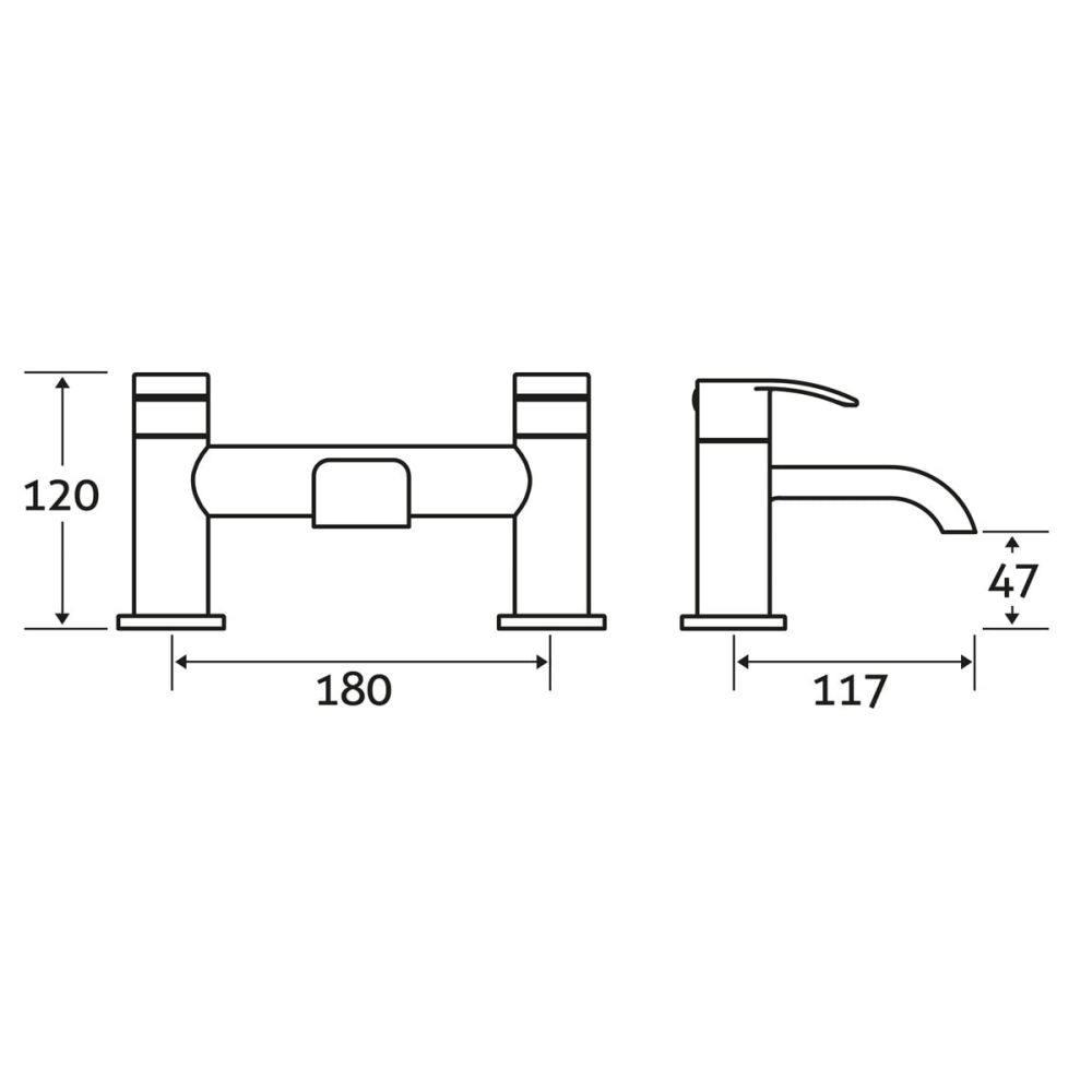 Harlow Chrome Bath Filler Tap dimensions