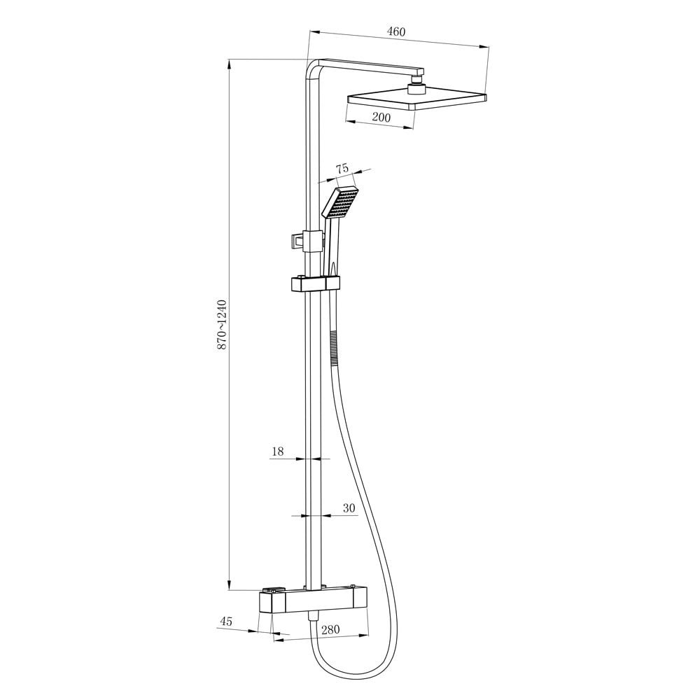 Chrome Thermostatic Shower Pack measurements