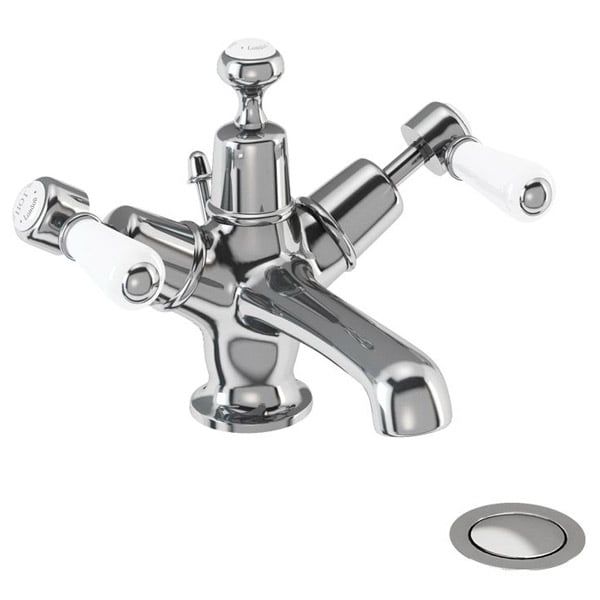 Burlington Kensington Chrome Basin Mixer Tap with Pop-Up Waste