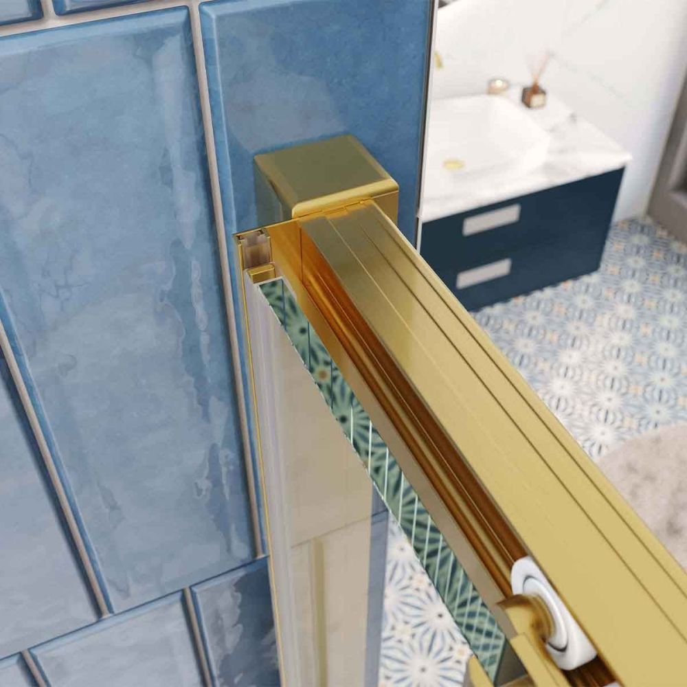 Fabio Brushed Gold Sliding Shower Door Quadrant