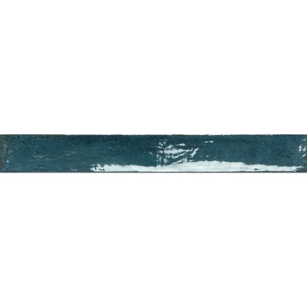 Capri Blue Gloss Ceramic Brick Tile - 400x50mm