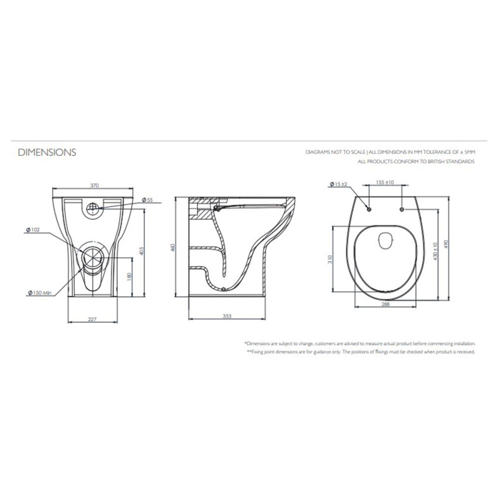 Tavistock Loft Comfort Height Back to Wall Rimless WC Toilet Pan with Soft Close Seat
