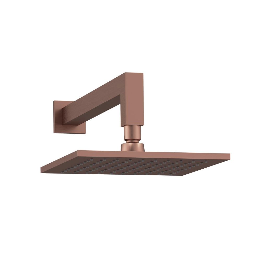 Liva Brushed Bronze Dual Outlet Square Shower Pack with Fixed Head & Slider Rail