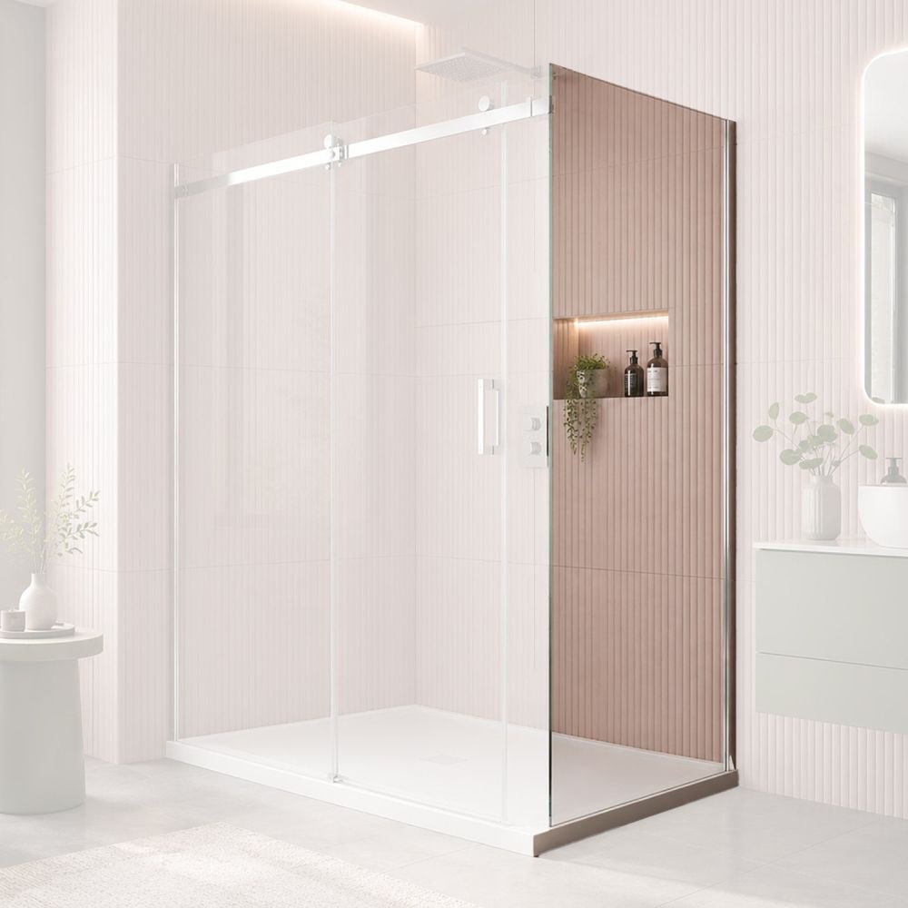 Norr Chrome Shower Side Panel 900mm