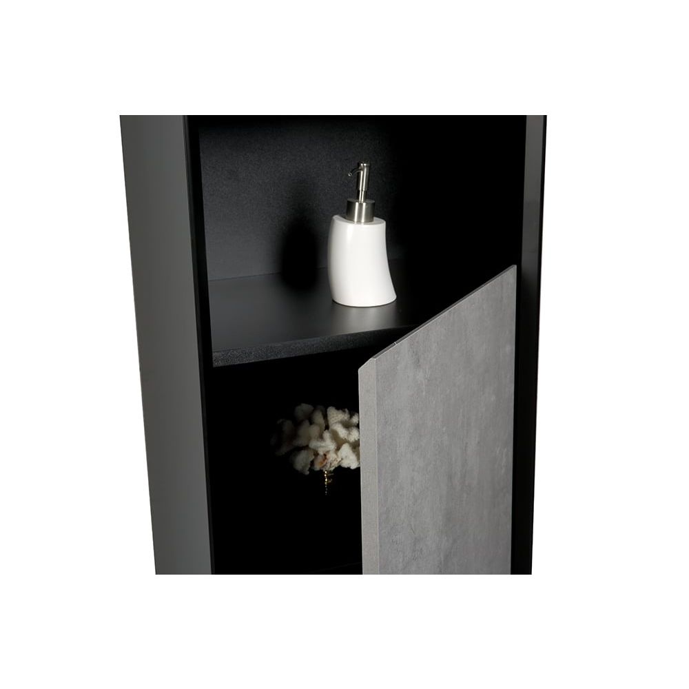 Snowdon Concrete and Black Wall Mounted Tall Storage Cabinet