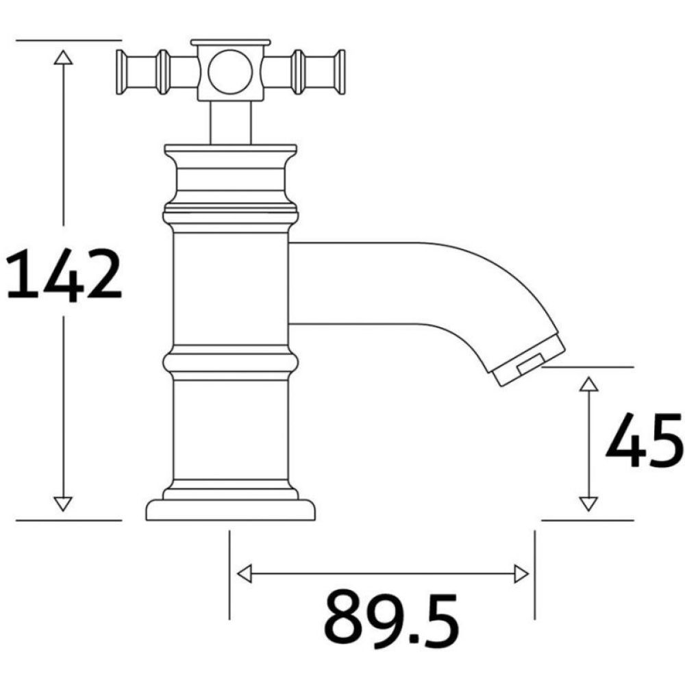 Butler Chrome Pair of Bath Pillar Taps - dimensions
