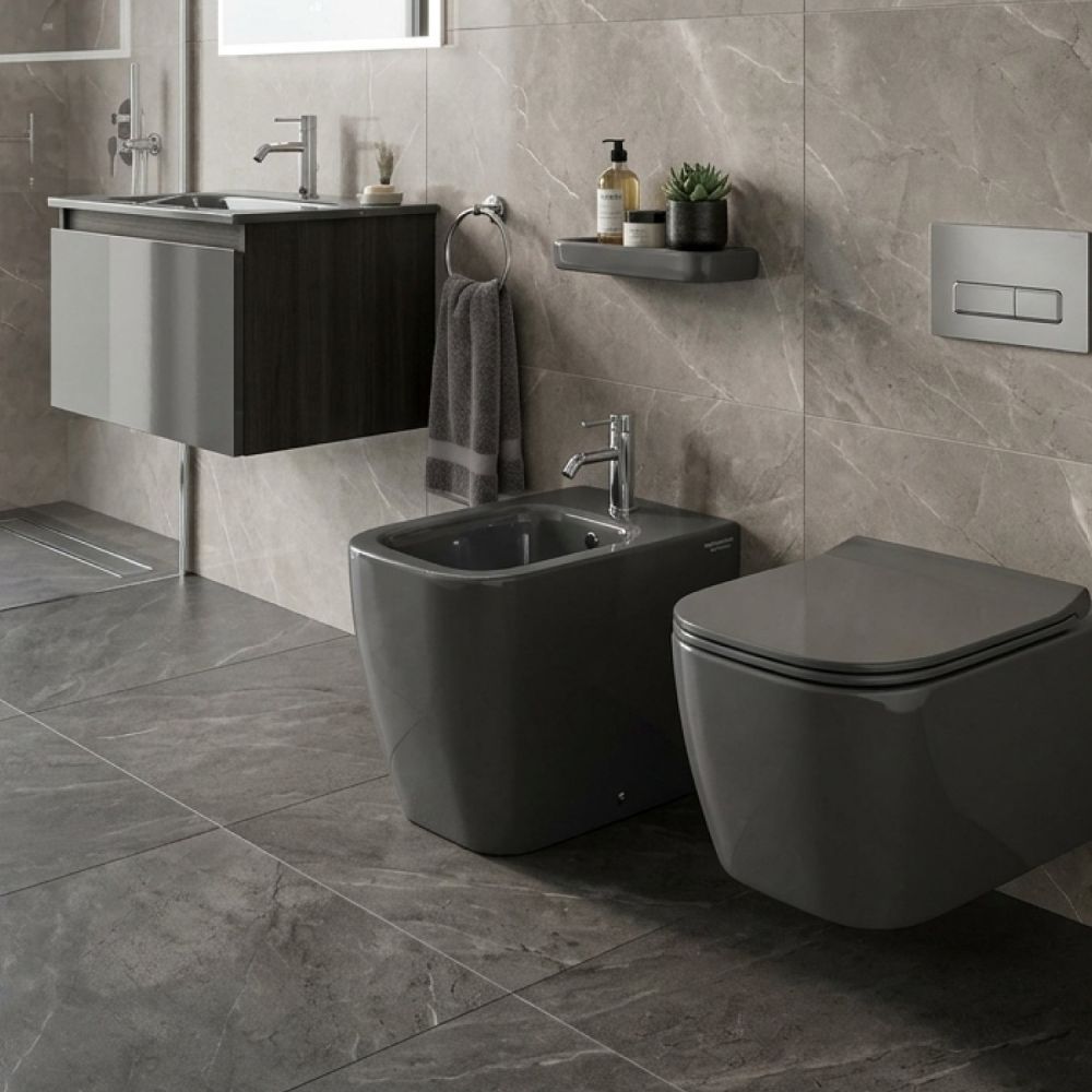 Micheli Grafite Gloss Back to Wall Bidet