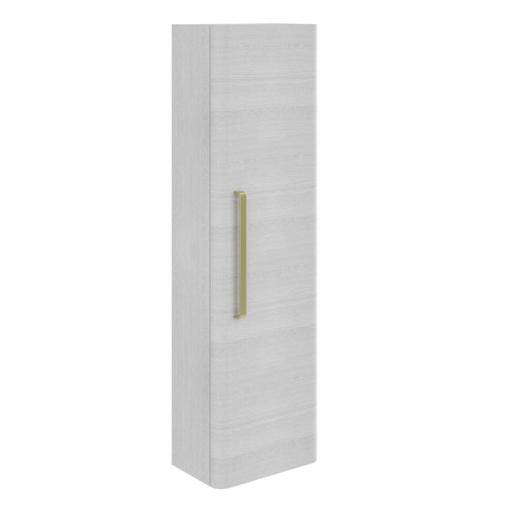 Esk White Wall Mounted Tall Storage Cabinet with Gold Handle