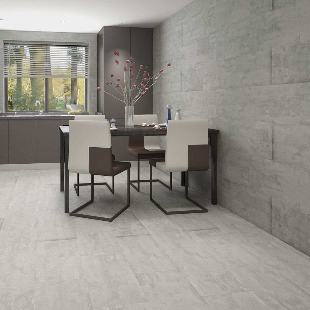 Kingsley Rigid Core SPC Gris Concrete Vinyl Flooring 305x610mm