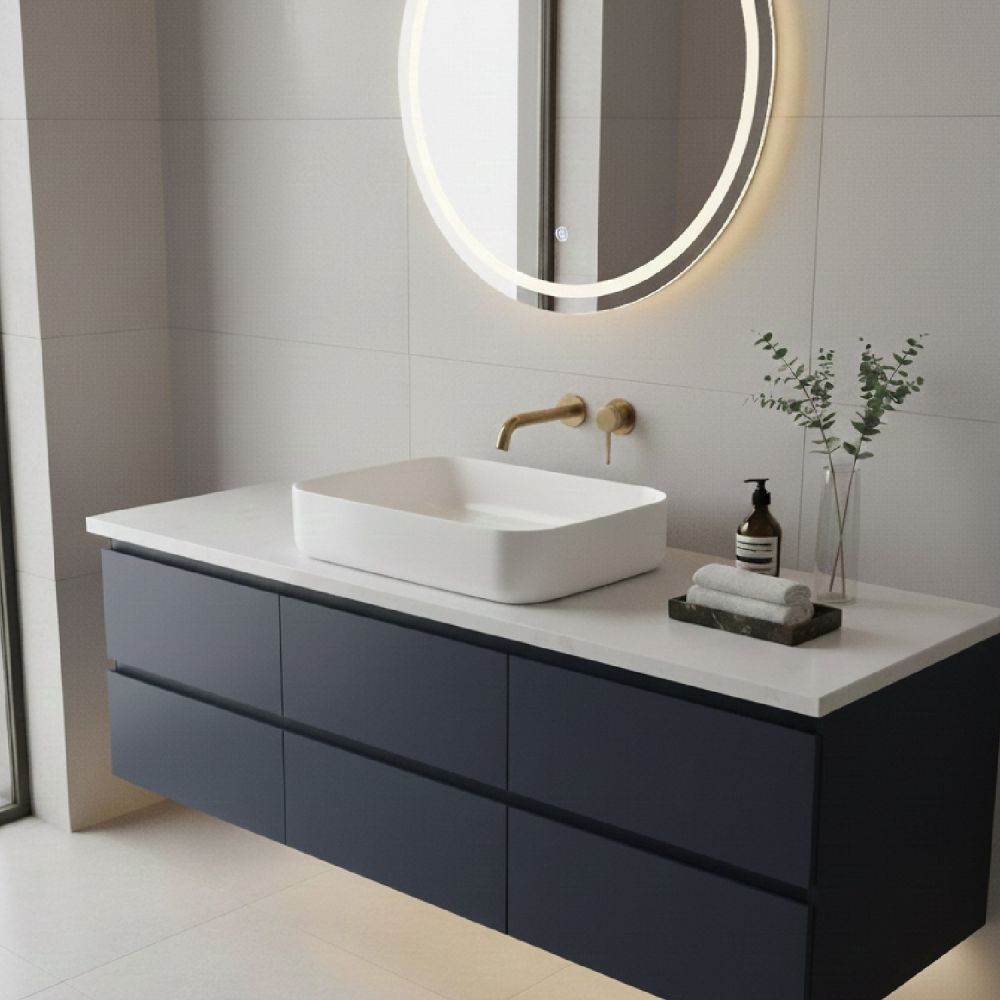 Ibecko White Rectangular Countertop Basin