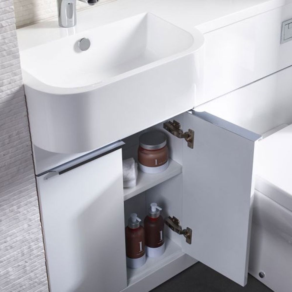 Tavistock Match Gloss White Right Hand Combination Vanity Basin & WC Unit 1000mm