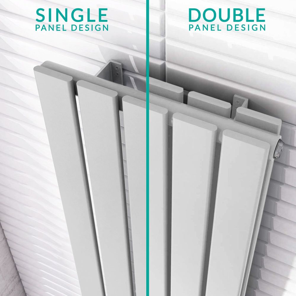Perth White Single Horizontal Flat Panel Radiator 340x1600mm
