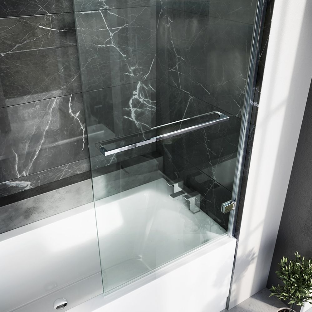 Lanka Chrome Hinged Bath Screen with Towel Rail