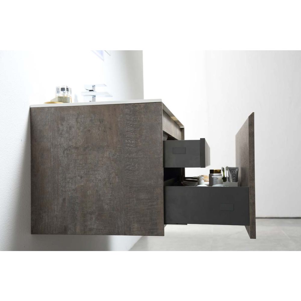 Odion Metallic Wall Hung Vanity Unit with Black Basin 600mm