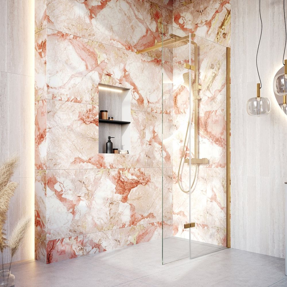 Royle Gold Wetroom Shower Screen with Hinged Panel