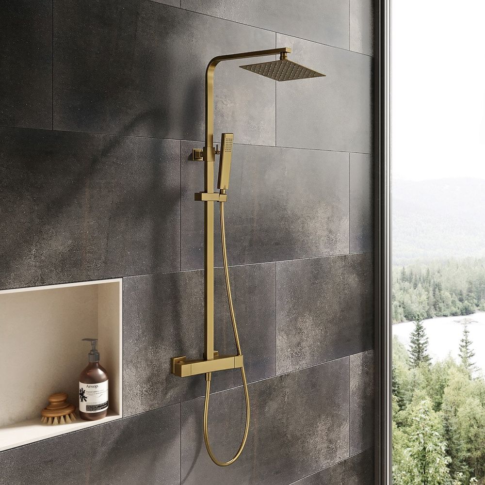 Truro Brushed Gold Thermostatic Shower Pack