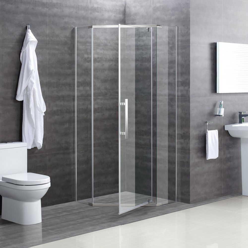 Penta Chrome Frameless Shower Enclosure 900x900mm