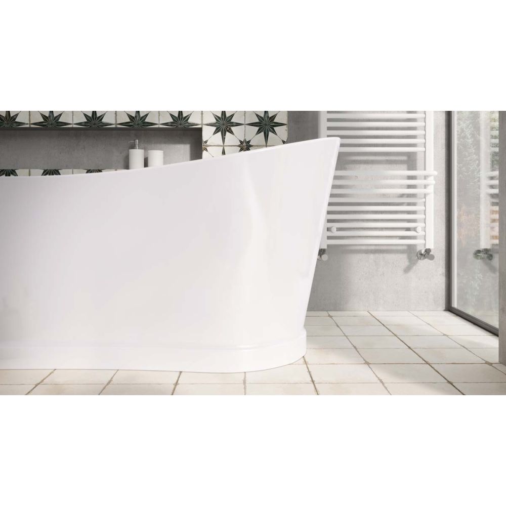 Modern lifestyle image showing detailed view of the Tadeo Freestanding Acrylic Bath 1720x790mm