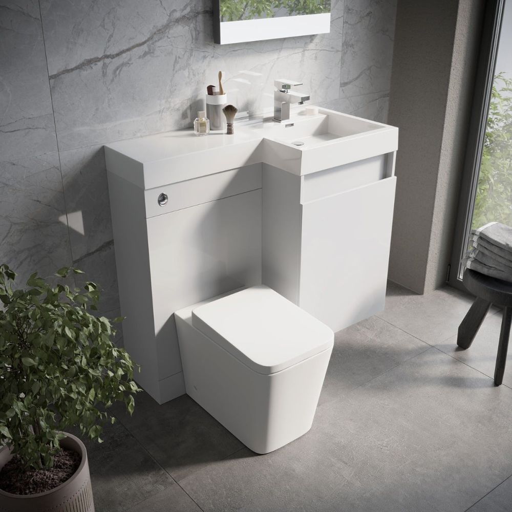 Summers Gloss Light Grey Right Hand Combination Vanity Basin and WC Unit 900mm