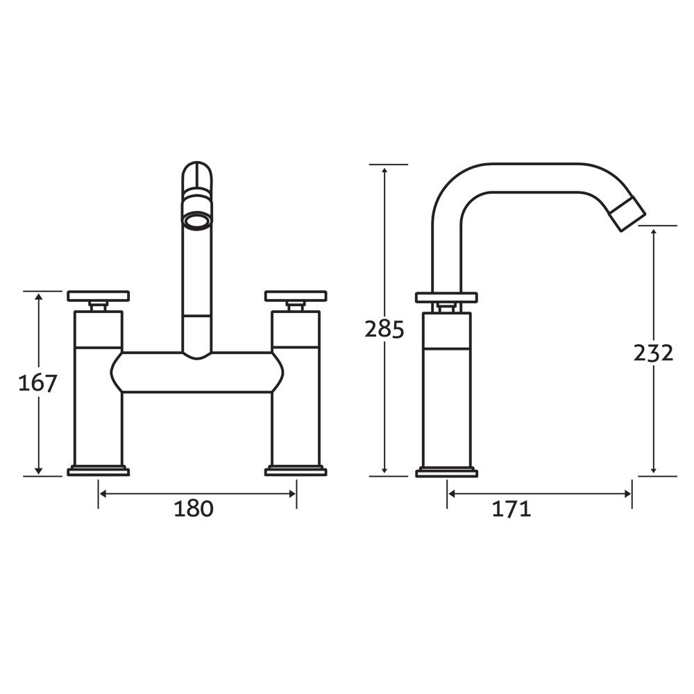 Urban Brushed Bronze Bath Filler Tap dimensions
