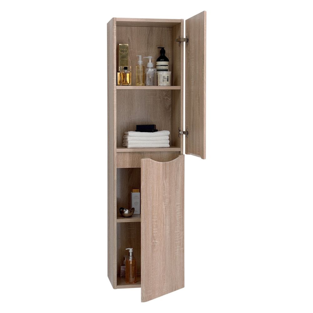 Erin Light Oak Wall Mounted Right Hand Tall Storage Cabinet