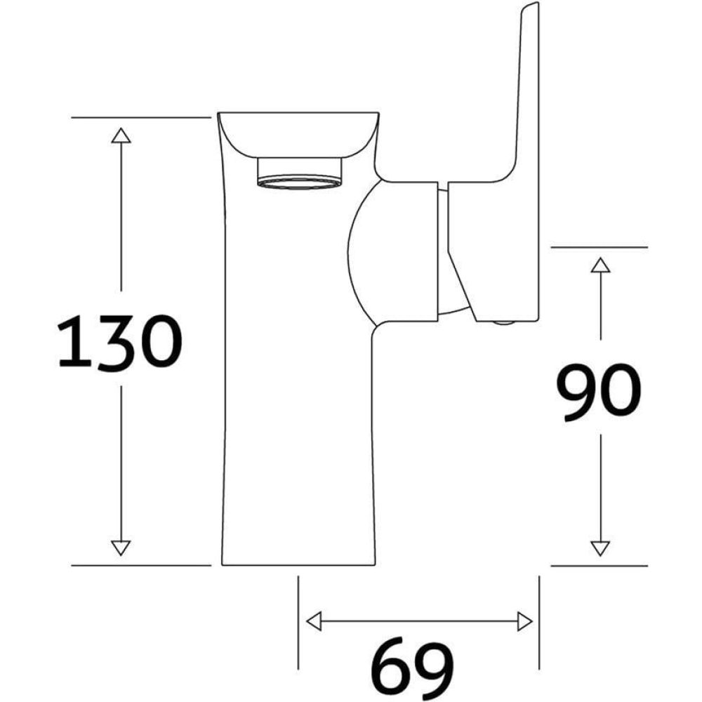 Jerico Chrome Side Action Basin Mixer Tap & Waste dimensions