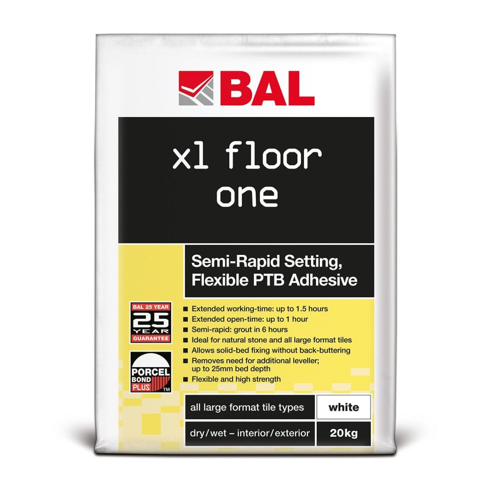BAL XL Floor One Semi Rapid Tile Adhesive - 20kg (Pallet Deal - 50 Bags)