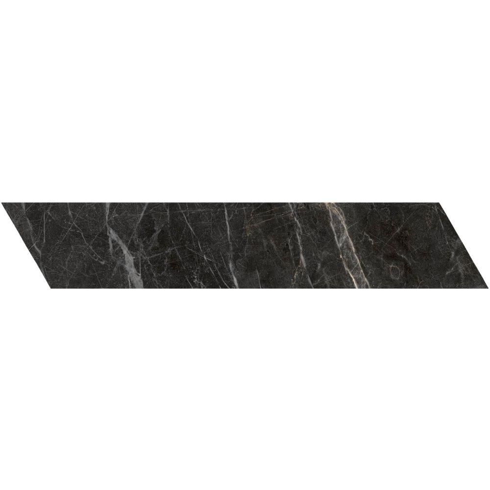 Salerno Black Matt Marble Chevron Tile 80x400mm