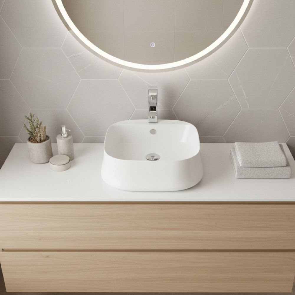 Amalfi White Square Countertop Basin