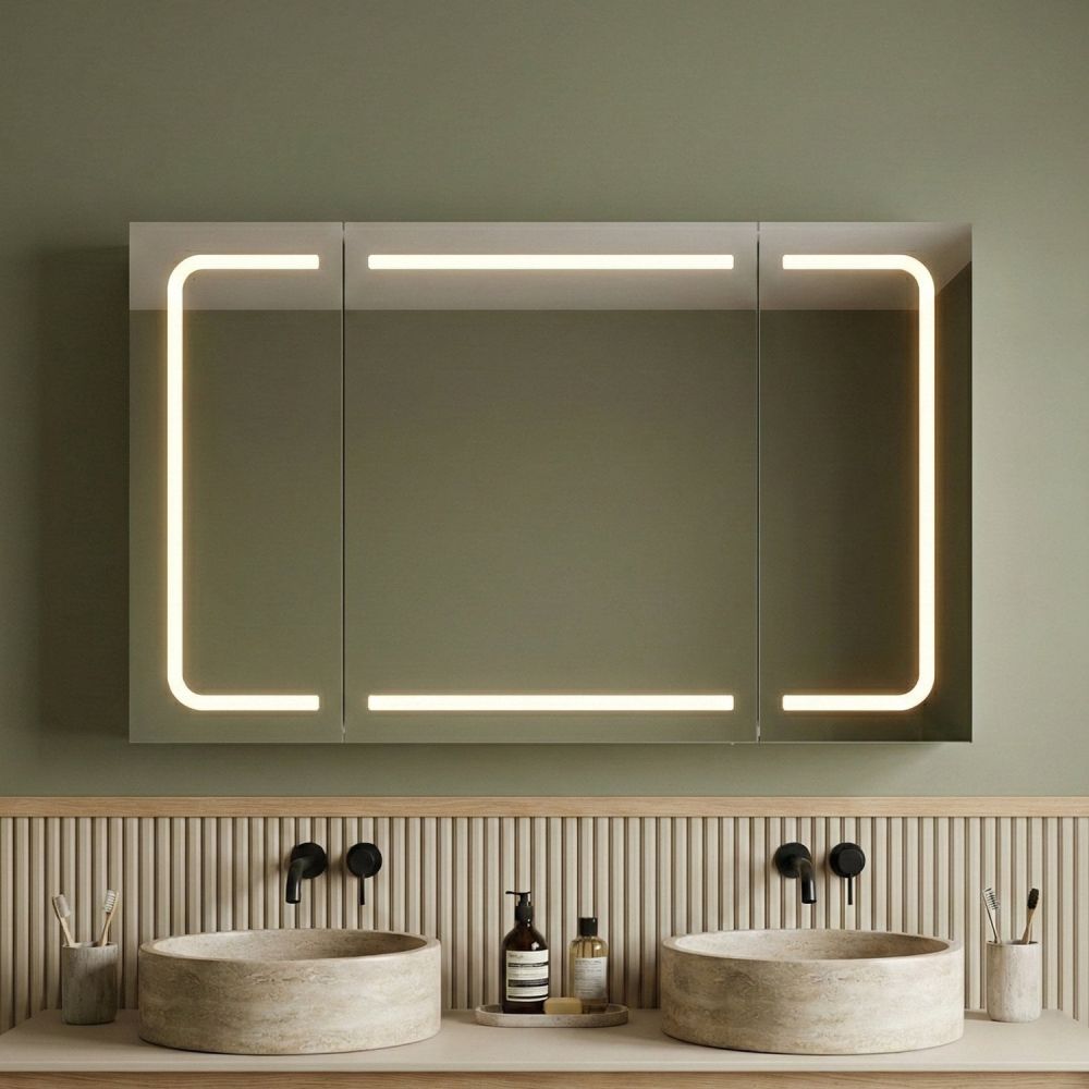Manor Triple Door Illuminated LED Mirrored Wall Cabinet 860x630mm