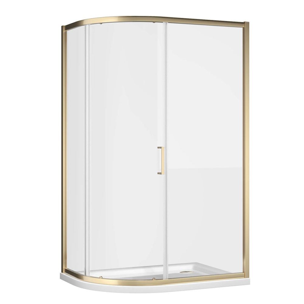 Fabio Brushed Gold Sliding Shower Door Quadrant