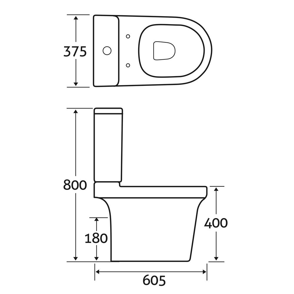 Shackleton Close Coupled Short Projection Toilet with Soft Close Seat Dimensions