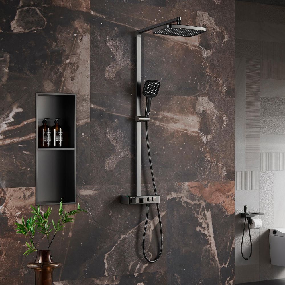 Flint Gunmetal Thermostatic Shower Pack