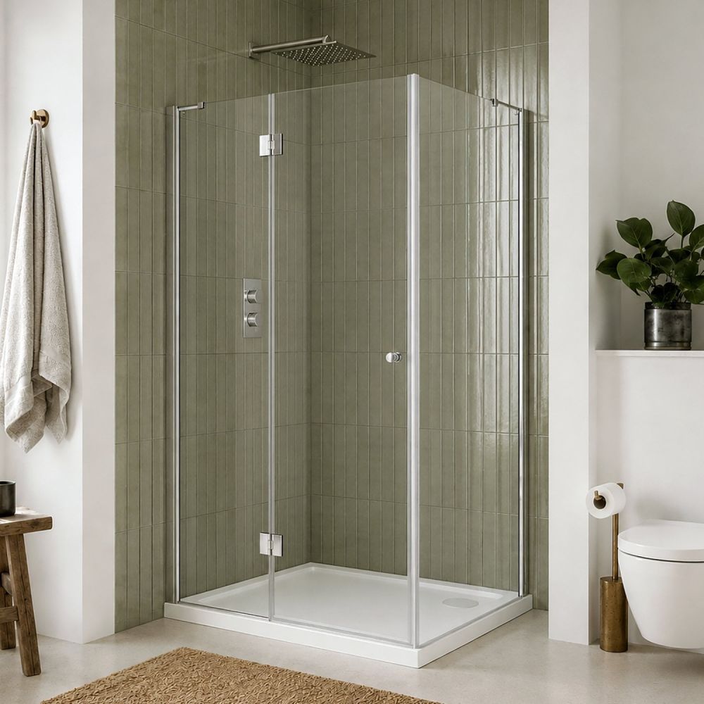 Glyn Chrome Frameless Hinged Shower Door