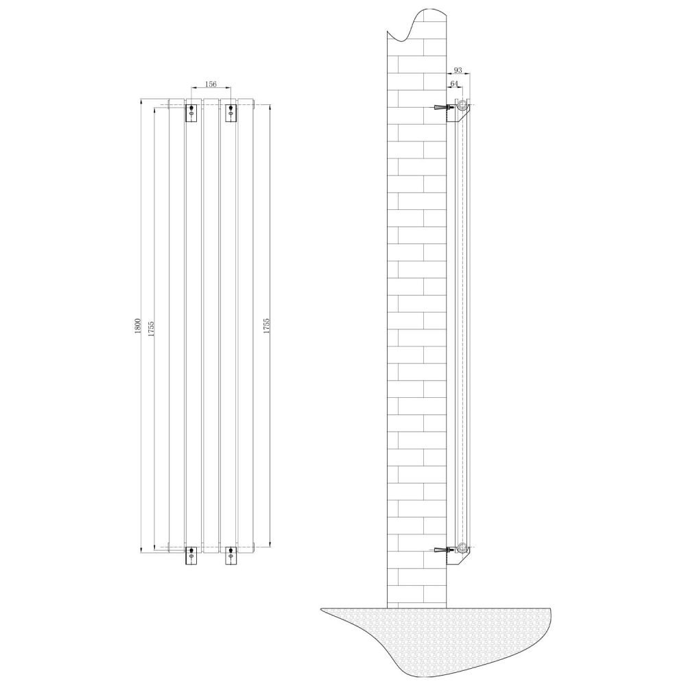 Perth White Double Vertical Flat Panel Radiator 1800x340mm