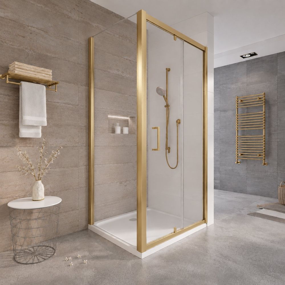Fabio Brushed Gold Shower Side Panel