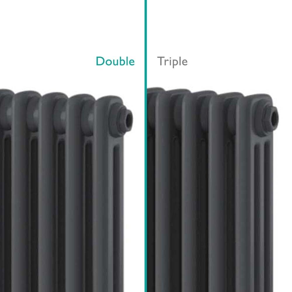 Upton Grey Double Horizontal Column Radiator 600x785mm