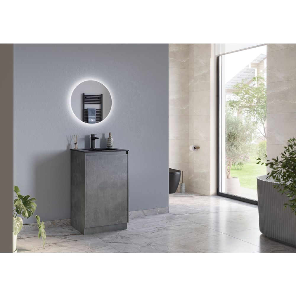 Odion Concrete Floor Standing Vanity Unit with Black Basin 500mm