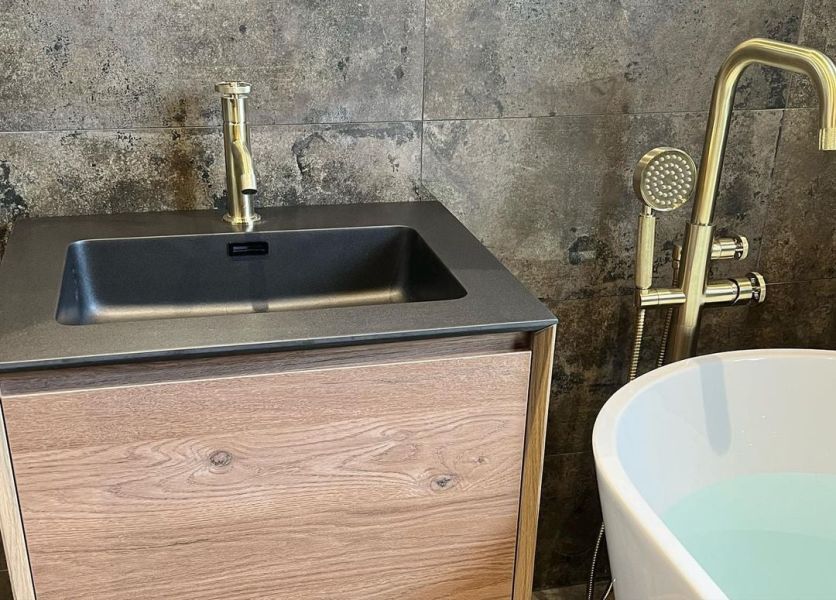 Urban Brushed Gold Freestanding Bath Shower Mixer Tap
