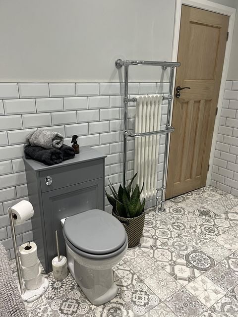White & Chrome Heated Towel Rail
