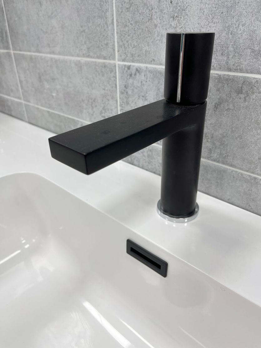Pancho Matt Black & Chrome Basin Mixer Tap