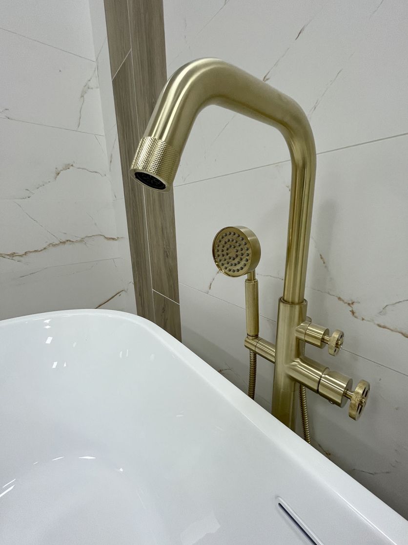 Urban Brushed Gold Freestanding Bath Shower Mixer Tap