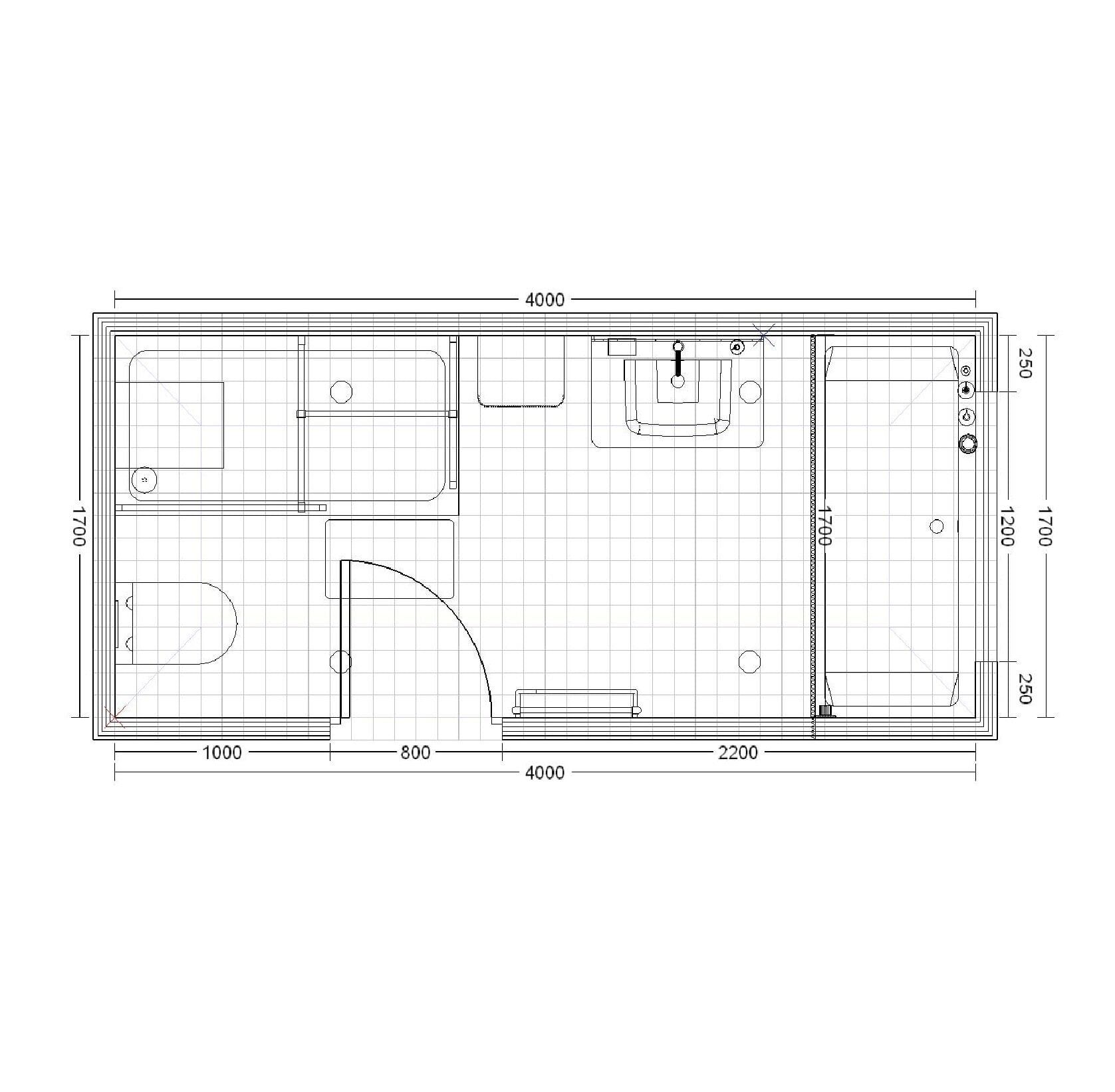 Bathroom Layout Plan created at a 3D design appointment at Easy Bathrooms Nottingham Castle