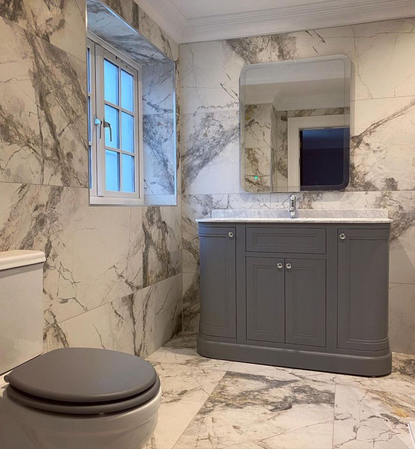 Richmond Light Grey Curved Vanity Unit