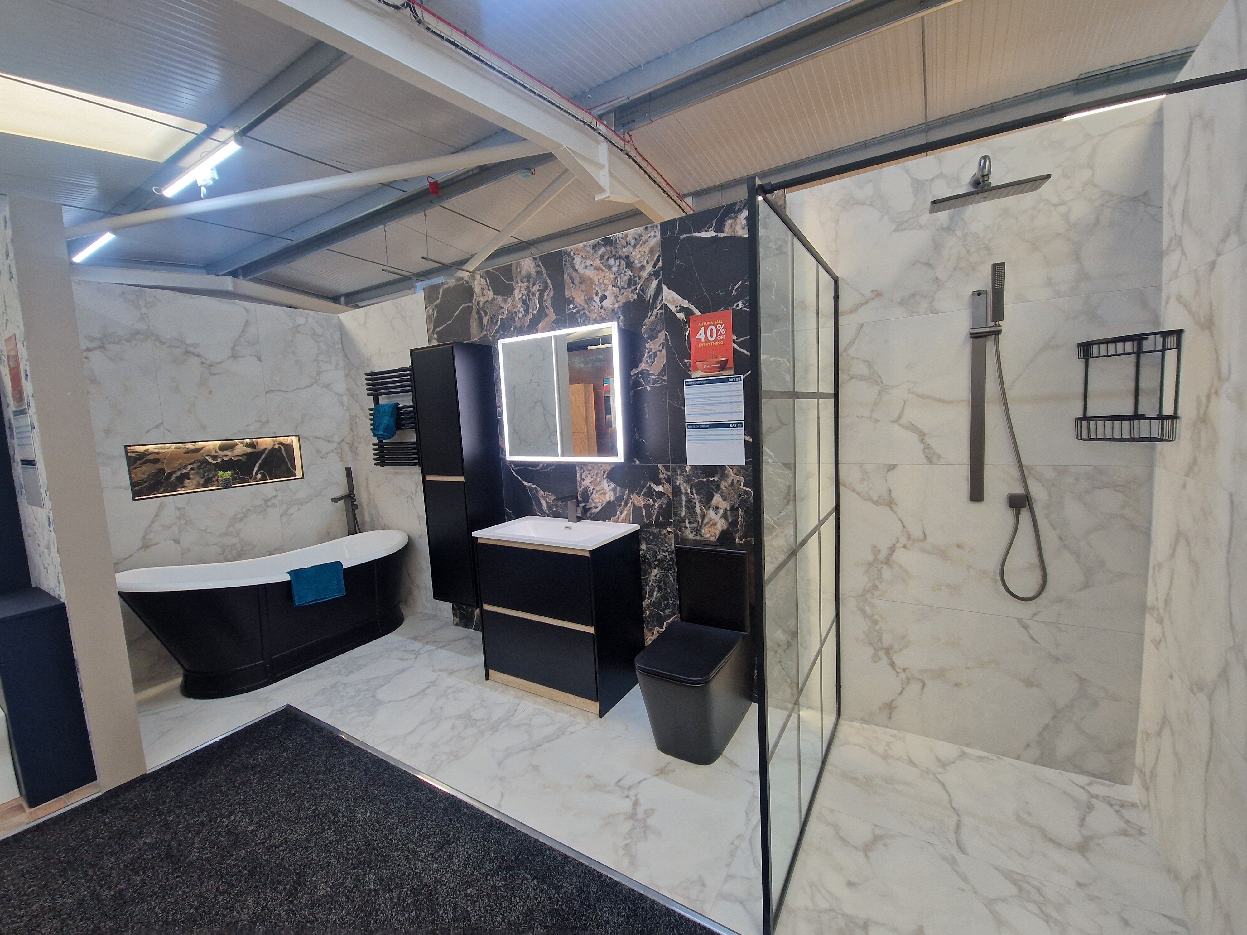 Contemporary Marble Tiles on display at Easy Bathrooms & Tiles Cirencester