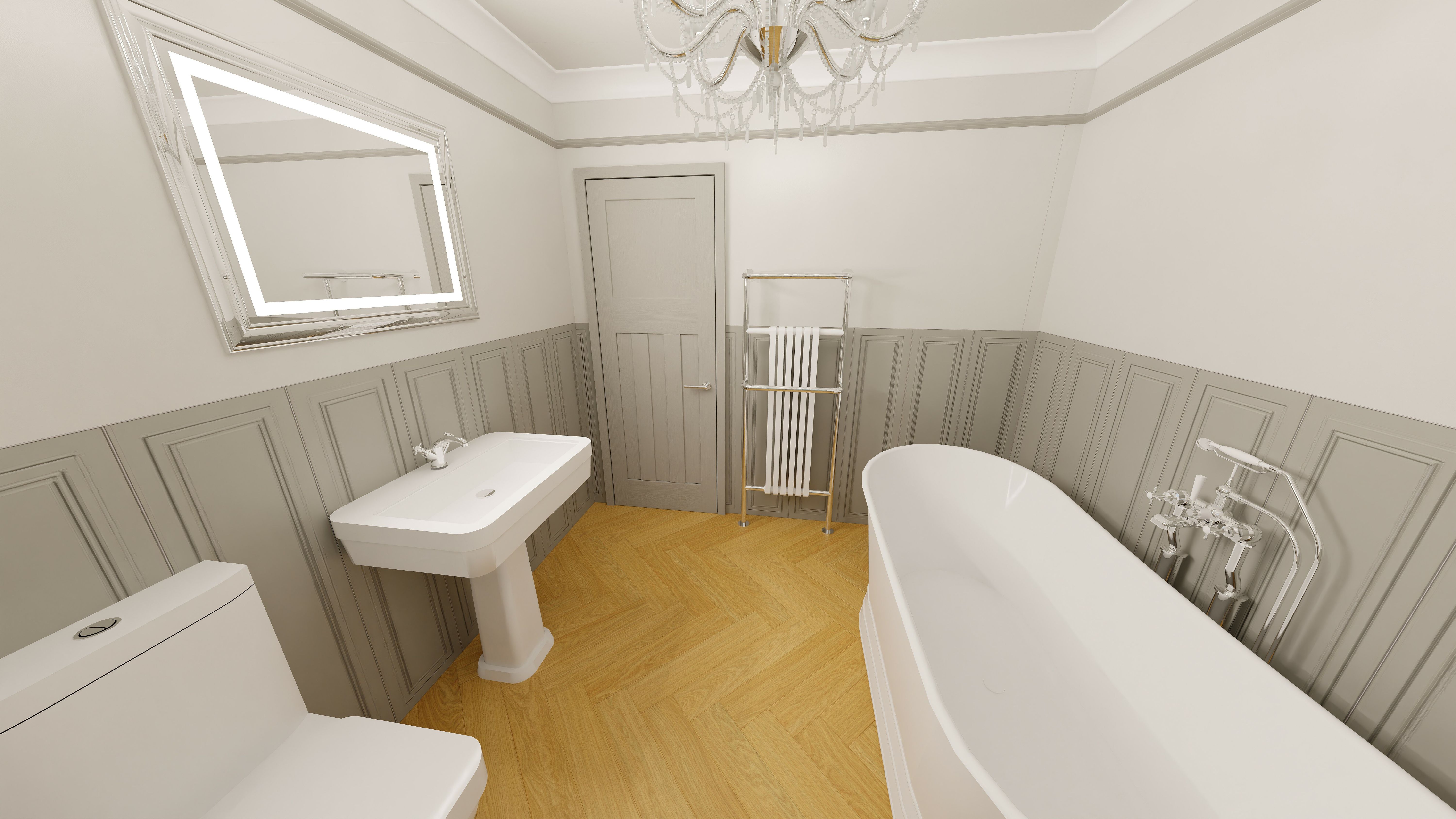 3D Render created freaturing traditional bathroom furniture
