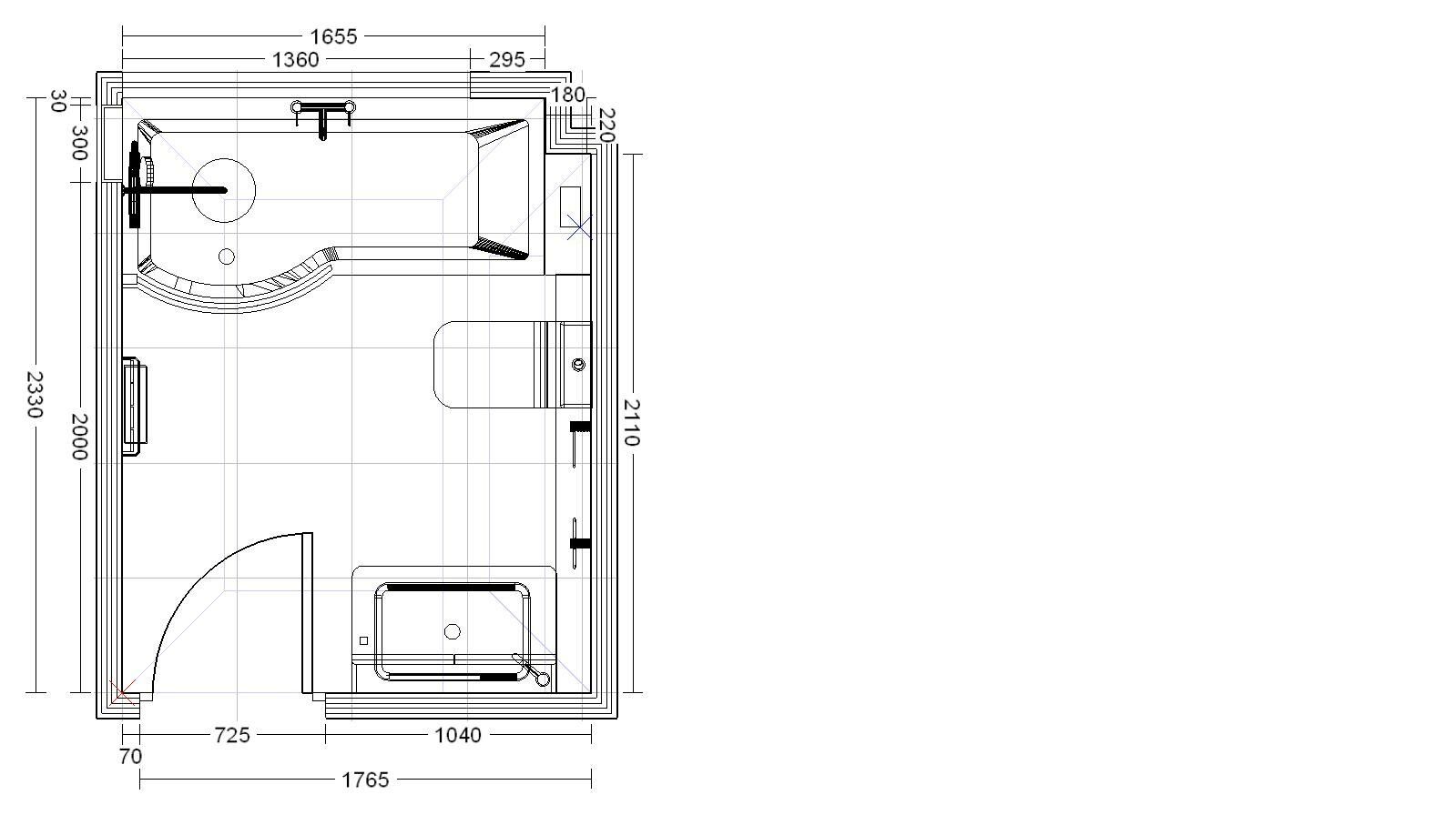 Bathroom floor plan used to create a free 3D bathroom design at Easy Bathrooms Romford.