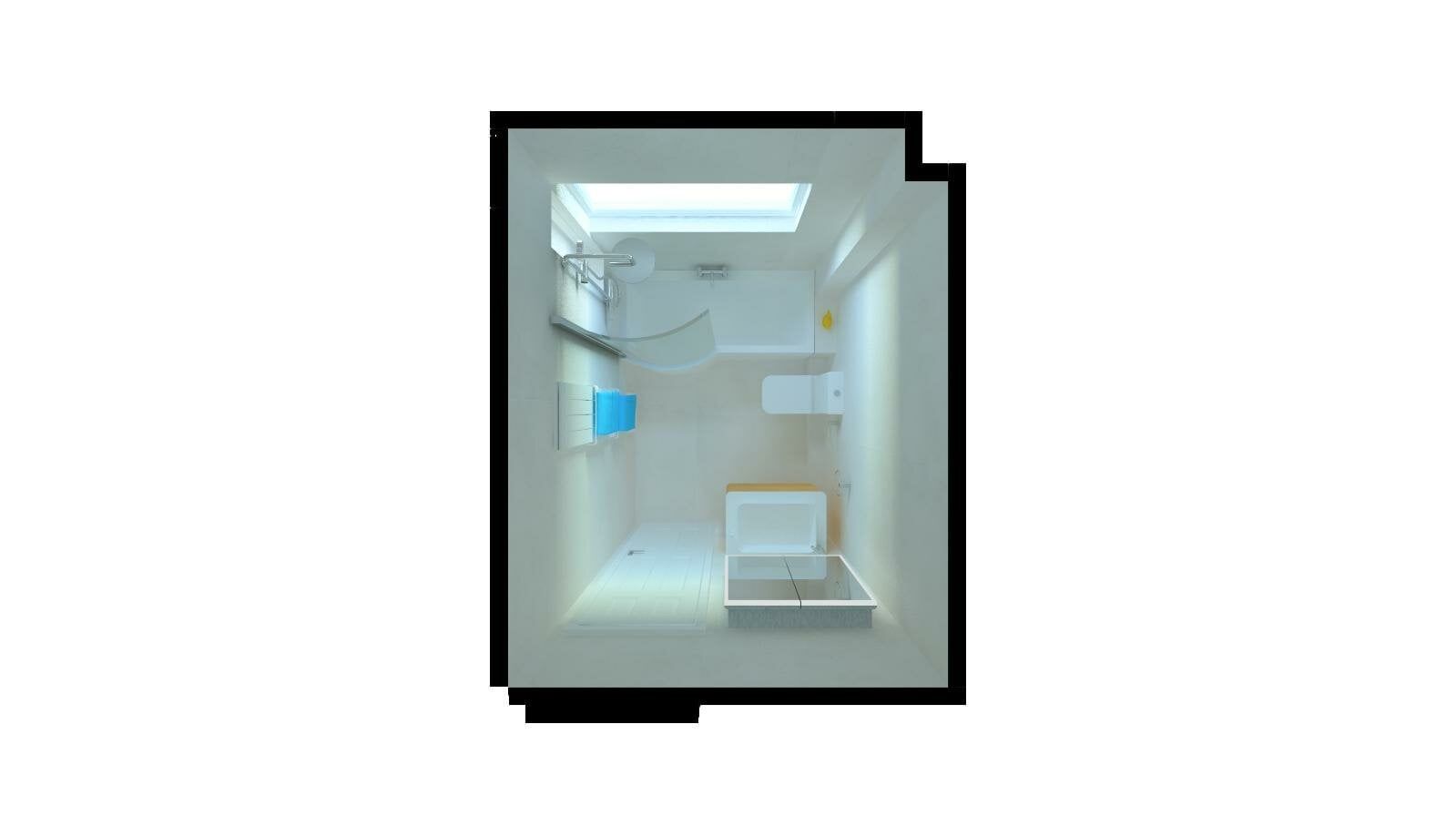 Overhead 3D view showing the proposed bathroom layout from Easy Bathrooms Romford.